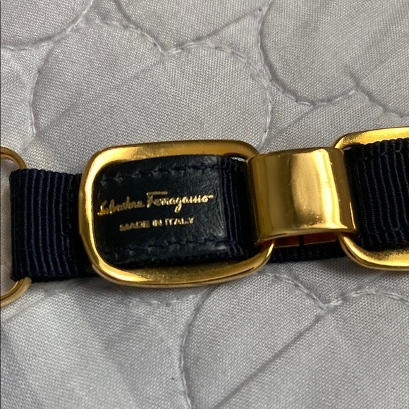 Salvatore Ferragamo dark navy blue and Gold  women belt - Picture 4 of 4